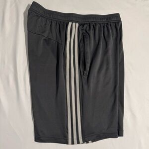 Adidas Gray Athletic Shorts with Signature Stripes